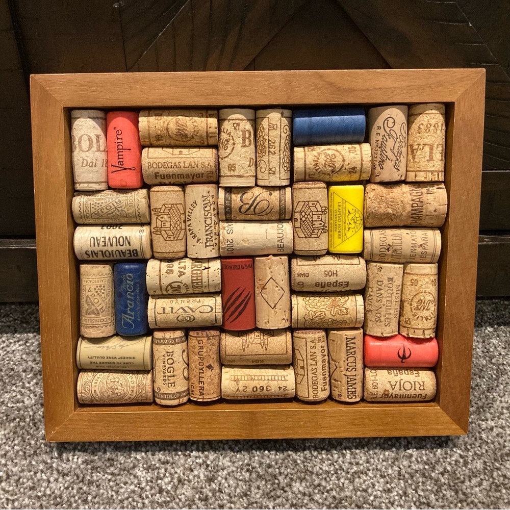 Hand Crafted Square Wine Cork Trivet Hot Plate or Wall Art - 10.5 x 9”